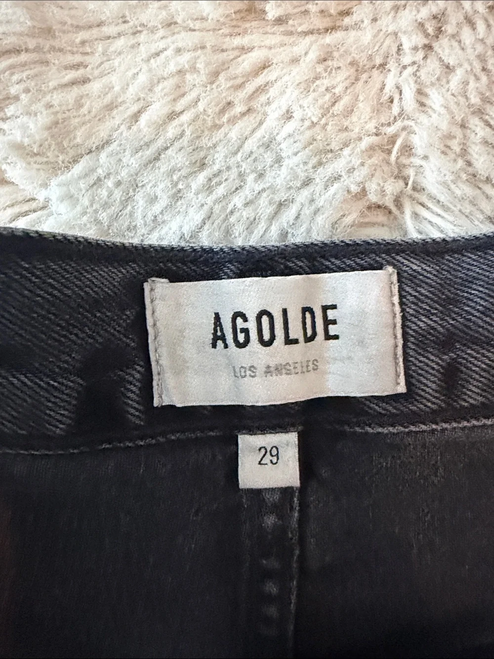 Agolde Parker long washed Black High-Rise Raw Hem Denim Shorts